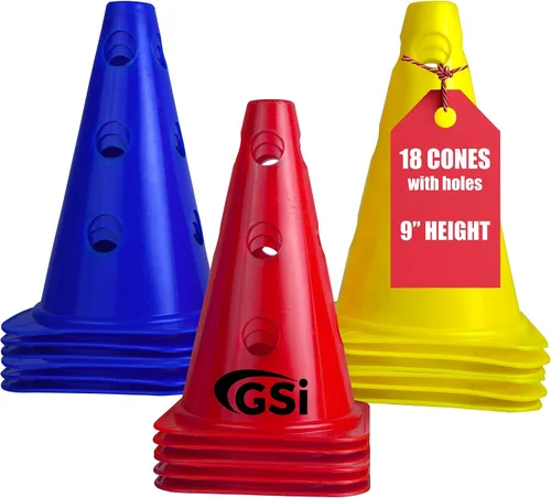 Vista 8 de GSi Hurdle Training Cones Multi Pack Sets Dual Purpose Agility Cones with Holes Ideal for Soccer, Kids, Dog, and Sports Training