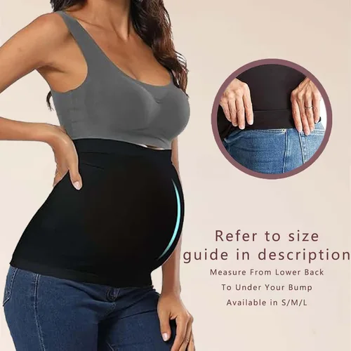 Vista 2 de DIRAVO Banda para el vientre de maternidad para embarazo, antideslizante, de silicona, elástica, para el embarazo Negro + Gris