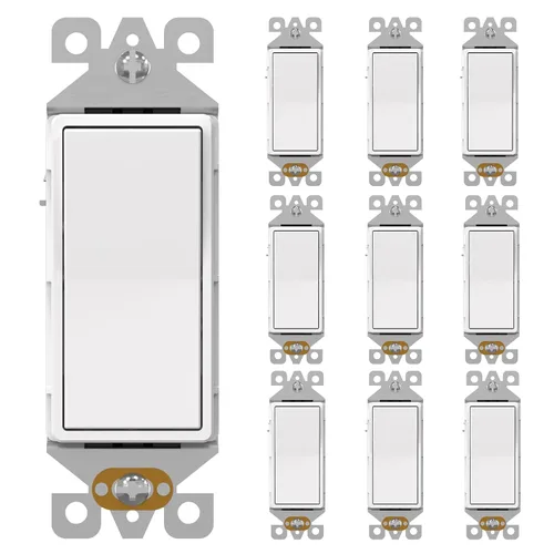 Vista 14 de AIDA Paquete de 1 interruptor de luz basculante Decora de 3 vías, interruptores de luz eléctricos con conexión a tierra automática de 15 amperios
