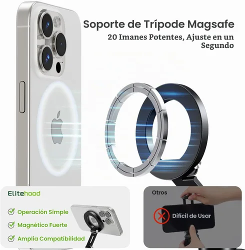 Vista 3 de Adaptador de montaje de trípode de teléfono de aluminio Elitehood para DJI RS 4 Mini, montaje de trípode magnético para smartphone con Arca-Standard