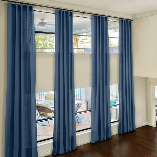 Vista 23 de ChadMade Cortina de lino de 100 pulgadas de ancho x 108 pulgadas de largo, panel de cortina para oscurecer la habitación, panel de cortina 4 en 1