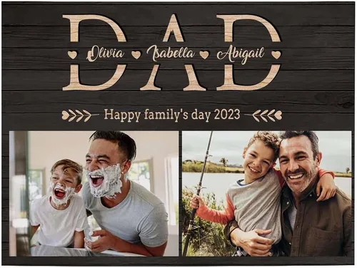 Vista 2 de D-Story Regalos de fotos personalizados, álbum de fotos personalizado para colgar/mesa, regalos para el mejor papá, panel de fotos personalizado
