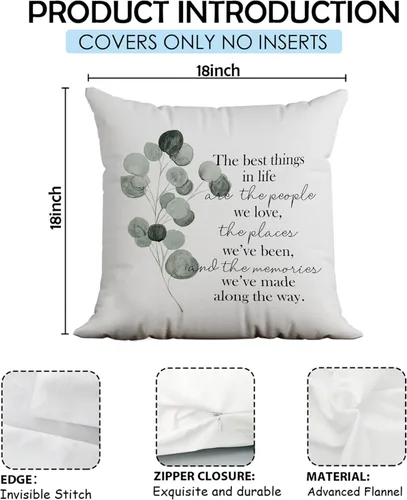 Vista 5 de Fundas de almohada con citas familiares de 18 x 18 pulgadas, las mejores cosas de la vida son las personas que amamos, fundas de almohada