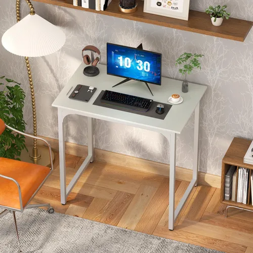 Vista 63 de PayLessHere Escritorio para computadora de 32 pulgadas Negro Escritorio de oficina con marco de metal, pies ajustables Superficie resistente