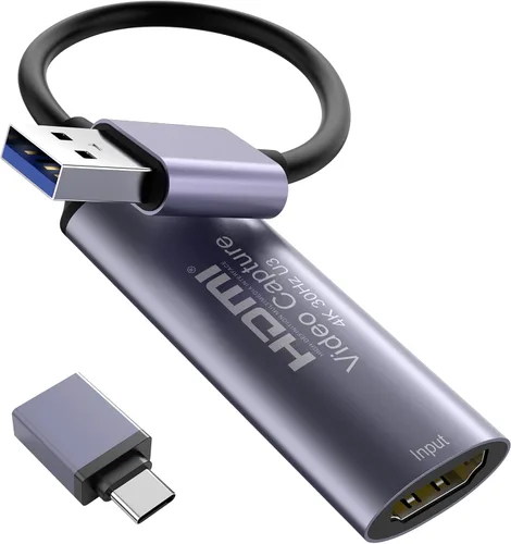 Vista 9 de Tarjeta de captura de video HDMI 4K 60Hz salida, HDMI a USB 3.0 A y USB C tarjeta de captura para cámara/Xbox/PS5/4/PC/OBS/Switch 2 Azul