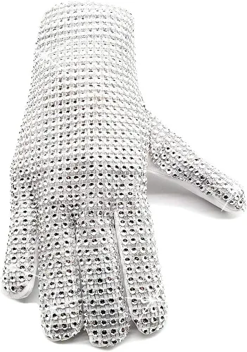Vista 8 de Guante de diamantes de imitación plata lentejuelas danza guantes clásico diamante rhinestone punk guante