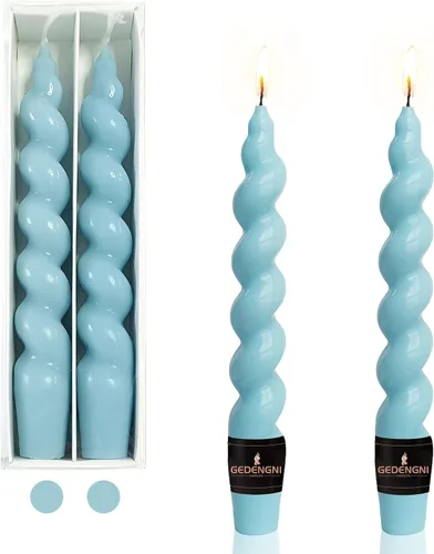 Vista 12 de Candelabros en espiral verde y velas cónicas verdes - Gedengni 7.5 pulgadas Velas cónicas cortas y encantadoras con diseño retorcido, velas sin