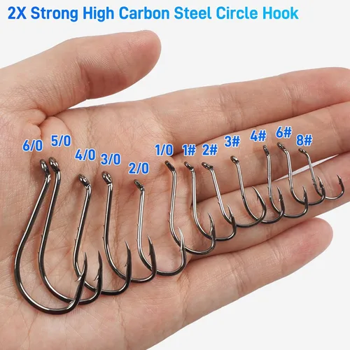 Vista 8 de Octopus Baitholder Fishing Hooks Sharp Barbed Beak Fish Hooks Circle Hook High Carbon Steel Extra Sharp Closed Eye J Hook Size: 8# - 6/0#