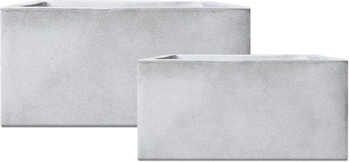 Vista 46 de Kante Macetero rectangular de hormigón de 23.2 pulgadas de largo, macetas grandes para interiores y exteriores con orificio de drenaje y tapón