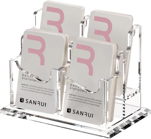 Vista 14 de SANRUI Soporte vertical para tarjetas de visita para escritorio, soporte de acrílico transparente para tarjetas de presentación, 1 ranuras