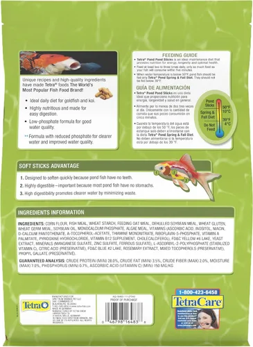Vista 2 de Palos de estanque TetraPond, alimento para peces de estanque, para peces dorados y Koi, 1.72 libras Healthy Daily Diet For All Pond Fish, Easy To