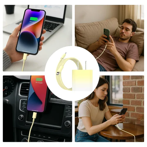 Vista 6 de GREPHONE Cargador para iPhone de carga rápida, Cargador de pared USB C de 20 W PD de 4 unidades con cable de carga rápida de 1.8 m - Cargador rápido