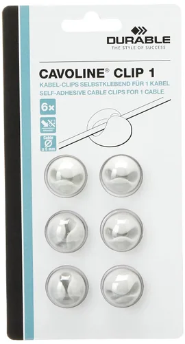 Vista 8 de Durable Cavoline - Clips para cables de gestión de cables, paquete de 6 clips autoadhesivos de grafito para 1 cable, perfectos para una gestión
