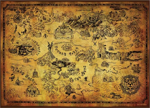 Vista 4 de The Legend of Zelda Hyrule Map - Rompecabezas de 1000 piezas Rompecabezas coleccionable con mapa estilizado de Hyrule de los videojuegos The