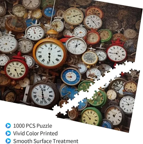 Vista 6 de Rompecabezas de 1000 piezas para adultos Pinturas famosas Relojes despertadores Formación contador de tiempo de madera ecológico Único 29.5'' x