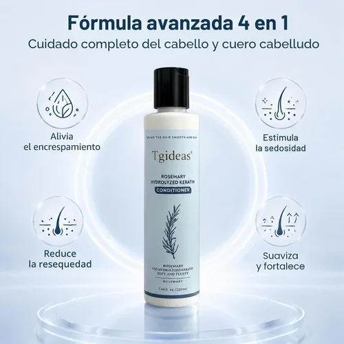 Vista 7 de Tgideas Acondicionador capilar de romero para mujeres y hombres, acondicionador desenredante e hidratante con infusión de queratina hidrolizada