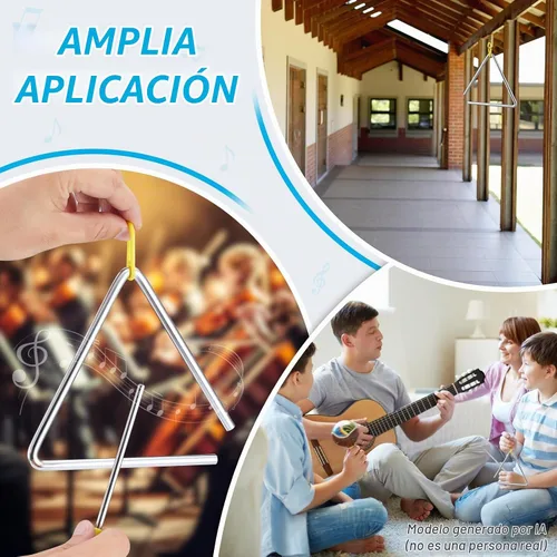 Vista 7 de TIPTAP Triángulo de percusión de mano, triángulo de acero musical de 6 pulgadas con golpeador, instrumento de percusión con sonido exquisito