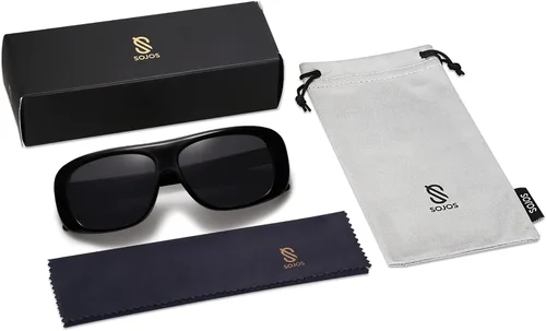 Vista 6 de SOJOS Gafas de sol polarizadas cuadradas retro de gran tamaño para mujeres y hombres, gafas de sol grandes, gafas de sol de diseño llamativo SJ2243