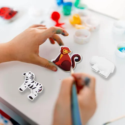 Vista 5 de Funto Kit de pintura de animales para niños, pinta tus propias figuras con imán, juego de manualidades de 27 piezas, cerámica para pintar, proyectos