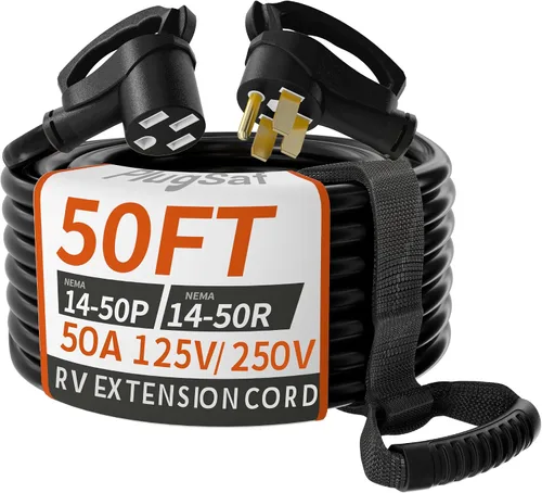 Vista 9 de PlugSaf - Cable de extensión para caravana de 15 pies y 30 amperios para exteriores, 10AWG 125V 3750W STW, color amarillo NEMA TT-30P/R, Flexible