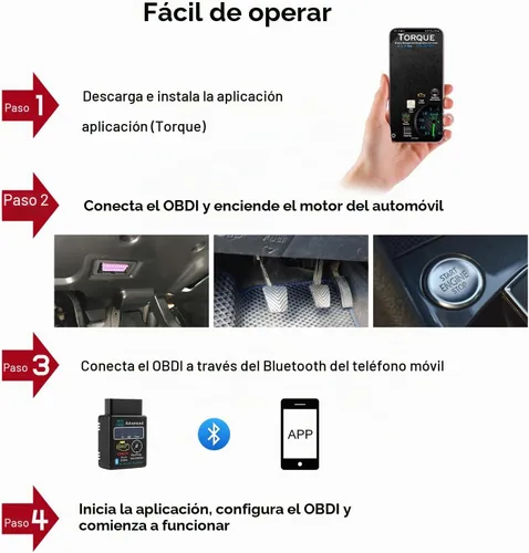 Vista 3 de Escáner Bluetooth OBD2 para Coche, Lector de Códigos de Diagnóstico Inalámbrico OBD II, Herramienta de Escaneo Bluetooth, Adaptador Universal