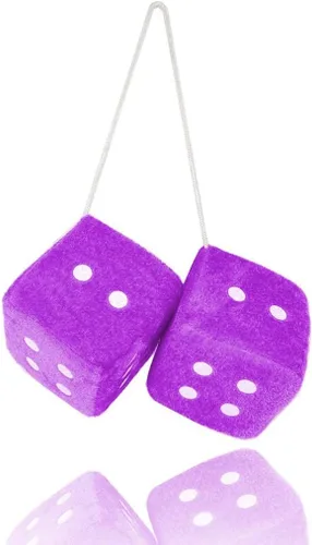 Vista 9 de Par de dados de felpa negros peludos de 2.75 pulgadas clásico vintage [dados nostálgicos de los años 80 para espejo de automóviles] para espejos