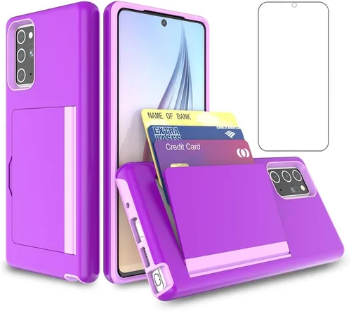 Vista 9 de Funda de teléfono para Samsung Galaxy Note 20 con protector de pantalla de vidrio templado y soporte para tarjeta de crédito, billetera delgada