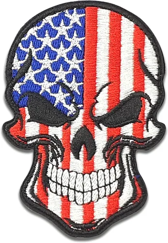 Vista 8 de Parche de calavera - Parche de calavera con bandera de Canadá - Parche de velcro - Parche bordado - Parche para mochilas, gorras, chaquetas, ropa