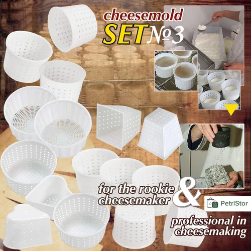 Vista 8 de PetriStor - Kit de 16 piezas de queso suave para principiantes - Moldes de queso pequeños - Moldes de queso crema para hacer queso - Molde