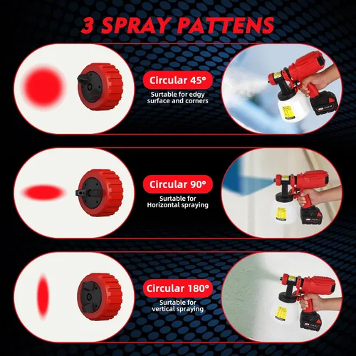 Vista 3 de Pulverizador de pintura inalámbrico para batería Milwaukee de 18 V, pulverizadores de pintura para interior del hogar HVLP eléctrico sin aire