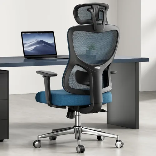 Vista 11 de Soohow Silla de oficina ergonómica, silla de escritorio de malla con soporte lumbar ajustable y reposacabezas, cómoda silla de computadora