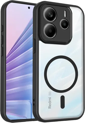 Vista 412 de Funda magnética transparente compatible con Xiaomi 17T, color negro 2 en 1 PC + TPU cubierta de teléfono a prueba de golpes, carcasa protectora