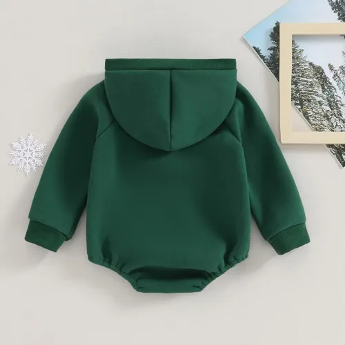 Vista 3 de FYBITBO Ropa para bebés y niñas, ropa de otoño e invierno con capucha, mameluco de manga larga, ropa cálida y bonita