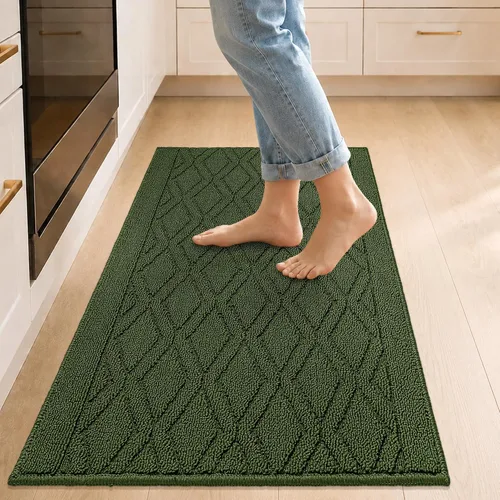 Vista 42 de COSY HOMEER Tapete de cocina antideslizantes, absorbentes para el piso, alfombra de cocina lavable, tapete de pie para fregadero, alfombra de Beige