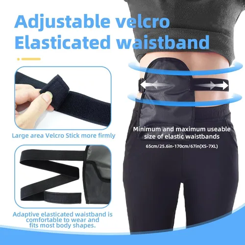 Vista 3 de Bolsa de ostomía impermeable con banda de fijación ajustable, reutilizable, universal, para estomía, suministros para ileostomía