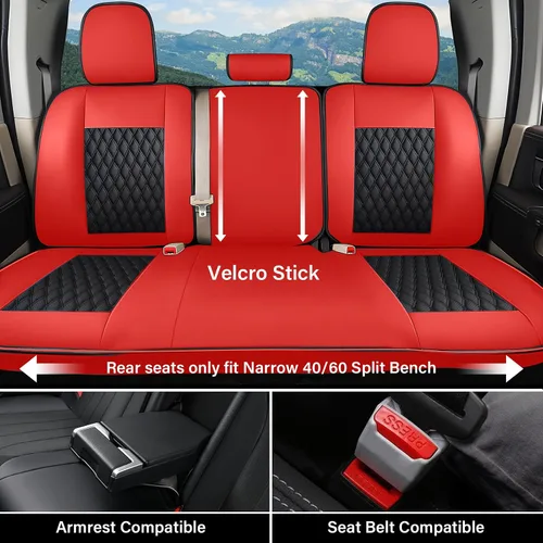 Vista 82 de Coverado Juego completo de fundas de asiento de ajuste personalizado para Chevy Silverado/GMC Sierra 2014-2018 1500, 2015-2019 2500HD 3500HD Negro
