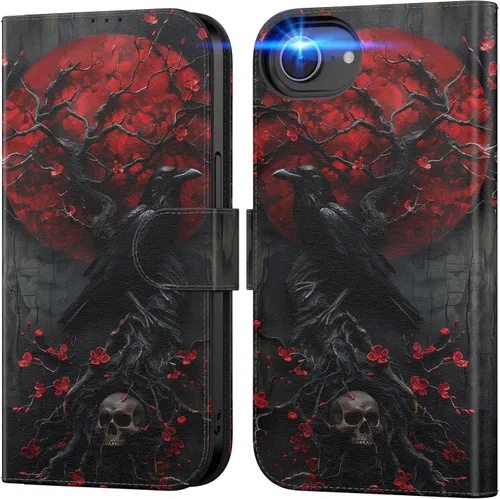 Vista 13 de DEENAKIN Funda tipo cartera para iPhone 15 con tarjetero + clip para efectivo, bloqueo RFID, protección contra caídas de grado militar y obras