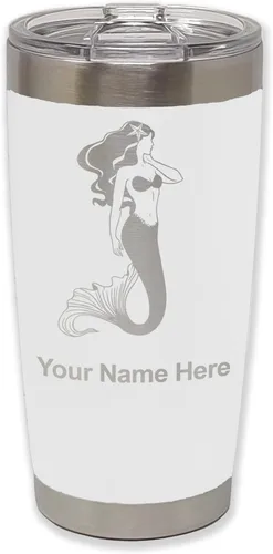 Vista 31 de LaserGram Vaso aislado al vacío de 20 onzas, sirena, grabado personalizado incluido (negro)