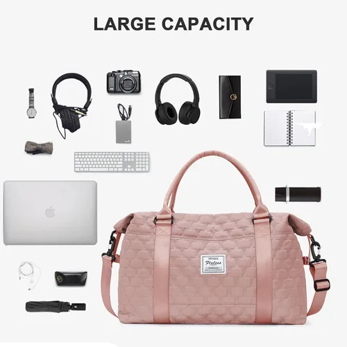 Vista 3 de Bolsas de viaje para mujer, bolso de mano para fin de semana para mujer, A-3-pink Con Neceser