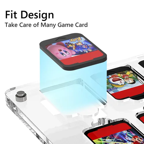 Vista 3 de GEEKRIA Game Card Case Compatible with Nintendo Switch 14 Cartridge Slots Holder Protective Shockproof Display Cabinet Game Card Case Transparent