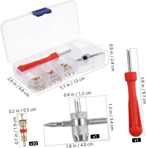 Vista 9 de DECHOUS Kit de reparación de neumáticos de 32 Uds., herramienta práctica de extracción de núcleos, kit de reparación de rueda de aleación