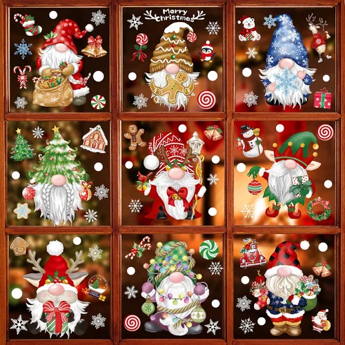 Vista 13 de BORAMDO 9 hojas de calcomanías navideñas de jengibre para ventana
