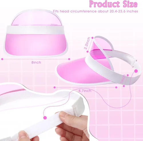 Vista 3 de Jeyiour 12 piezas de visera transparente de PVC, visera de protección UV, visera de póquer, visera transparente para playa, golf, visera turística