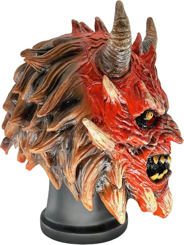 Vista 4 de Máscara de látex realista de diablo rojo para Halloween, cosplay y fiesta