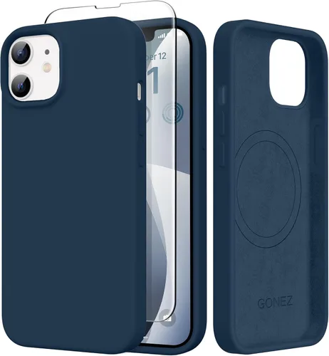 Vista 242 de GONEZ Funda magnética para iPhone 14, compatible con Magsafe, con protector de pantalla + protector de cámara, forro de microfibra antiarañazos