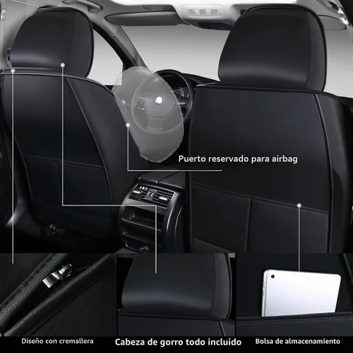 Vista 7 de Fundas de Asientos de Cuero para Automóvil, Lujosas Universales de Servicio Pesado Impermeables de Cuero Cubierta de Vehículo Automotriz para Autos