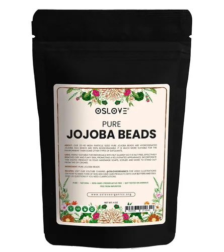 Vista 2 de Cuentas de jojoba pura, tamaño de malla 20/40, limpia y exfolia la piel, uso en jabones, limpiadores y exfoliantes, 4 onzas