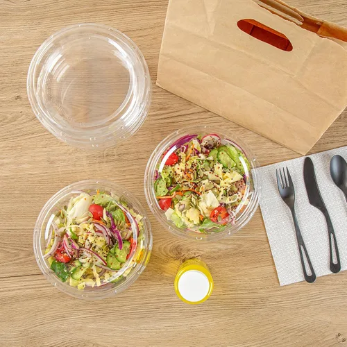 Vista 7 de Restaurantware Thermo Tek - Platos para servir de 7.5 x 2.4 pulgadas con tapas, 100 bandejas desechables para verduras, redondas para fiestas