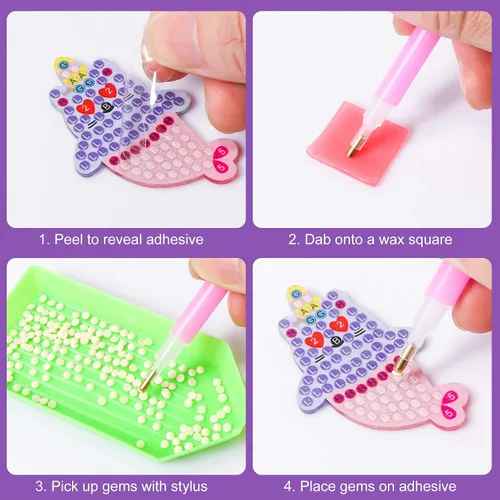 Vista 4 de MEIEST Kit de llaveros de pintura artística de diamantes con gemas y manualidades