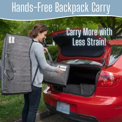 Vista 19 de VENO Paquete de 6 bolsas de mudanza resistentes con correas de mochila, cremalleras y asas, bolsas de embalaje extragrandes para artículos